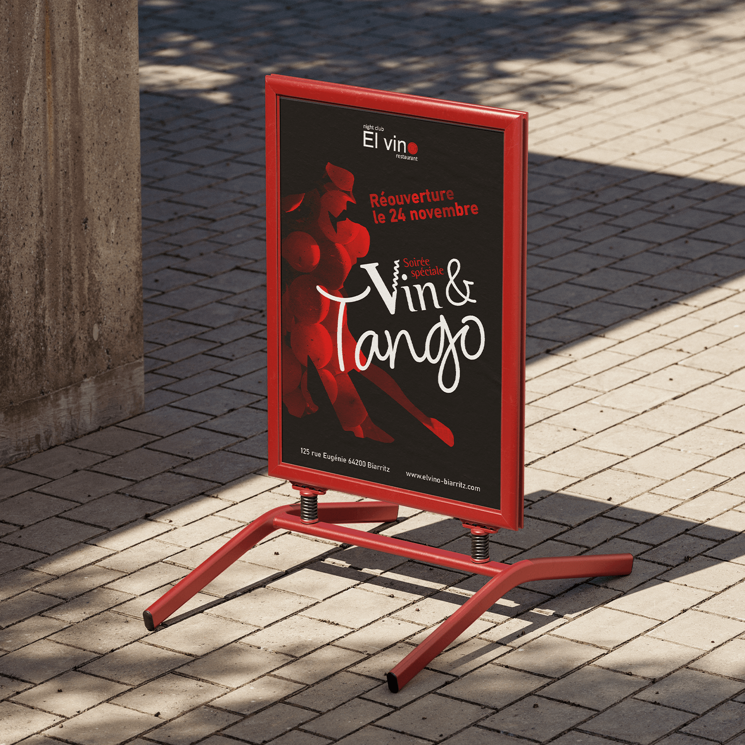 Mockup présentant une affiche pour une soirée tango et vin